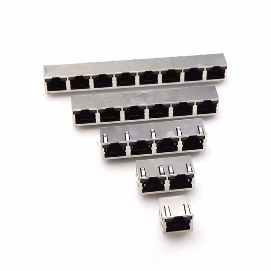 Боковая вкладка вверх, 8-контактный модульный разъем для печатной платы, разъем RJ45 со светодиодом